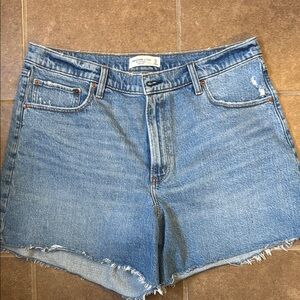 Abercrombie & Fitch The Dad Short Jean Shorts High Rise Distressed Cut-Off Style